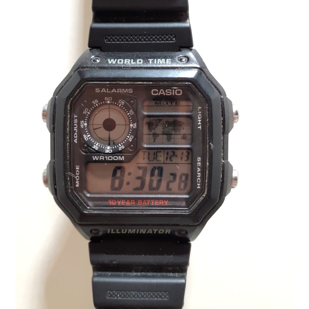 Casio World Time Wristwatch World Map Indicator Black Band
